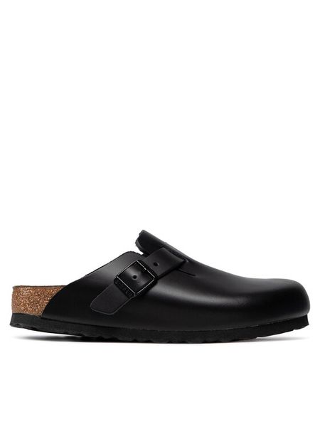 Birkenstock Klapki Boston Bs 0060193 Czarny. Czarne klapki Birkenstock, bez wzorów, ze skóry, bez obcasa. Za 459,99 zł.