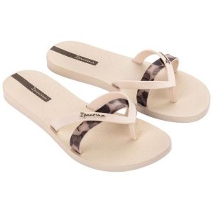 Japonki Ipanema Kirei Chic 83673 BB742 beżowe beżowy. Brązowe klapki bez wzorów, z materiału, bez obcasa. Za 154,29 zł.