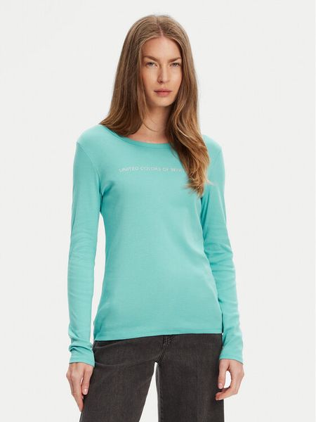 United Colors Of Benetton Bluzka 3GA2E16G0 Zielony Regular Fit. Zielone bluzki United Colors of Benetton, m, bez wzorów, z bawełny, bez kołnierzyka, bez ramiączek. Za 59,99 zł.