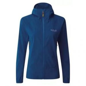 Kurtka softshell damska Rab Borealis. Niebieskie kurtki RAB, bez wzorów, z softshellu, bez kaptura. Za 479,99 zł.