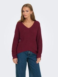 JDY Sweter w kolorze bordowym rozmiar: XS. Różowe swetry oversize JDY, xs, bez wzorów, ze splotem, bez ramiączek. Za 57,06 zł.