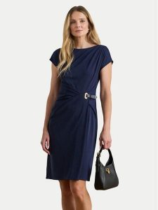 LAUREN RALPH LAUREN Sukienka koktajlowa 200P03763001 Granatowy Slim Fit. Niebieskie sukienki Lauren Ralph Lauren, bez wzorów, z syntetyku, wizytowe, bez kołnierzyka, bez ramiączek. Za 699,99 zł.