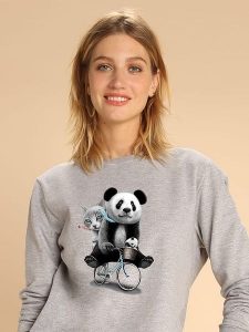 WOOOP Bluza "Panda Bicycle" w kolorze szarym rozmiar: S. Szare bluzy Wooop, s, bez wzorów, bez kaptura. Za 108,99 zł.