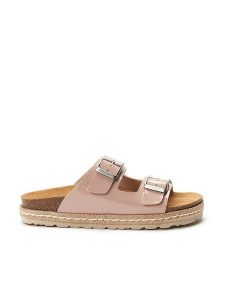 Mandel Klapki "Ana" w kolorze jasnoróżowym rozmiar: 36. Różowe klapki Mandel, bez wzorów, z materiału, z otwartym noskiem, bez obcasa. Za 152,99 zł.