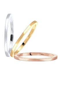 Elli Zestaw damski do łączenia Tri-Color w srebrze próby 925 Sterling Silver Pierścionki 1 ct Damski. Szare pierścionki Elli, pozłacane. Za 322,14 zł.