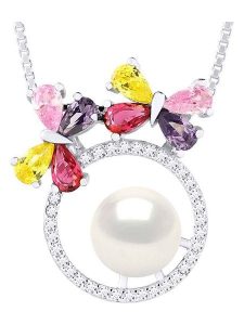 Pearl Addict Srebrny naszyjnik z perłą - dł. 42 cm rozmiar: onesize. Szare naszyjniki Pearl Addict, z cyrkonią, srebrne. Za 260,99 zł.