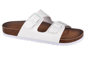 Klapki damskie Skechers Granolagloss Floss. Białe klapki Skechers, bez wzorów, z materiału, bez obcasa. Za 263,10 zł.