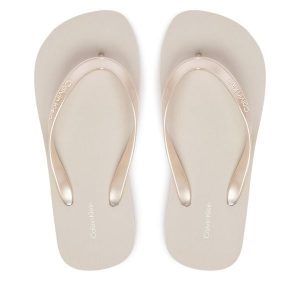 Japonki Calvin Klein. Szare klapki Calvin Klein, bez wzorów, bez obcasa. Za 149,99 zł.