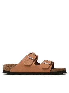 Birkenstock Klapki Arizona 1025046 Brązowy. Brązowe klapki Birkenstock, bez wzorów, z syntetyku, bez obcasa. Za 319,00 zł.