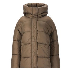 Damska kurtka z kapturem Athlecia Shaja. Brązowe kurtki Athlecia, bez wzorów, z puchu, z kapturem. Za 517,50 zł.