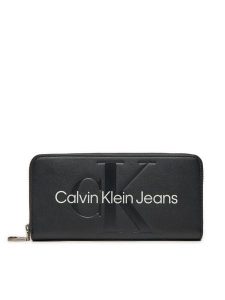 Calvin Klein Jeans Portfel Sculpted Mono Zip Around Mono K60K607634 Czarny. Czarne portfele Calvin Klein Jeans, bez wzorów, z jeansu. Za 219,99 zł.