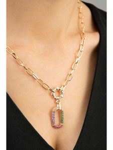 Heliophilia Pozłacany naszyjnik z elementem ozdobnym - dł. 44 cm rozmiar: onesize. Żółte naszyjniki Heliophilia, z cyrkonią, metalowe. Za 39,99 zł.