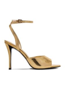 Eva Minge Sandały EO-FLORA-LT1605-6 Złoty. Żółte sandały Eva Minge, bez wzorów, ze skóry, bez obcasa, na szpilce, bez zapięcia. Za 429,99 zł.