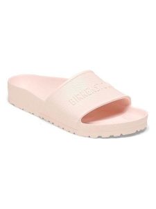Birkenstock Klapki "Barbados" w kolorze jasnoróżowym rozmiar: 40. Różowe klapki Birkenstock, bez wzorów, z otwartym noskiem, bez obcasa. Za 166,49 zł.