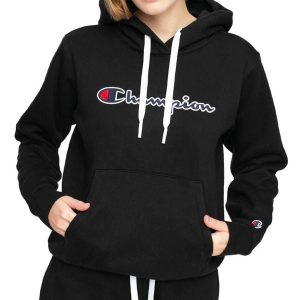 Bluza sportowa damska Champion Hooded Sweatshirt. Czarne bluzy Champion, xs, bez wzorów, z kapturem. Za 155,26 zł.