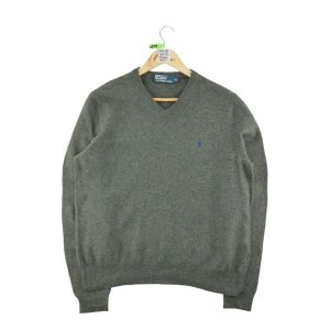 Szary sweter z wełny dla kobiet. Szare golfy Ralph Lauren, bez wzorów, z wełny. Za 212,96 zł.