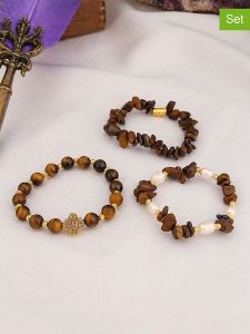 L'Atelier de Gaia Bransoletki (3 szt.) rozmiar: onesize. Brązowe bransoletki L'Atelier de Gaia, z perłą, z mosiądzu. Za 42,95 zł.