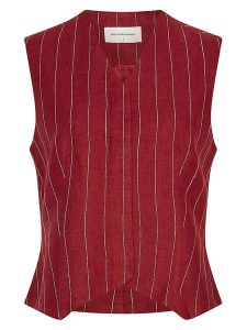 MOSS COPENHAGEN Kamizelka w kolorze bordowym rozmiar: L. Czerwone kamizelki Moss Copenhagen, l, bez wzorów, bez kołnierzyka, bez ramiączek, bez kaptura. Za 234,95 zł.