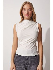 Happiness Istanbul Top w kolorze kremowym rozmiar: 40. Białe topy Happiness Istanbul, bez wzorów, bez kołnierzyka, bez ramiączek. Za 48,05 zł.