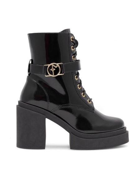 Eva Minge Trzewiki HONDA-2 Czarny. Czarne botki Eva Minge, bez wzorów, ze skóry, bez obcasa, na słupku, bez zapięcia. Za 399,99 zł.