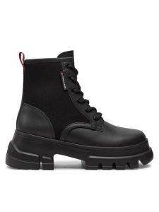 Tommy Jeans Trapery Tjw Chunky Lace Up Boot Mix Mat EN0EN02554 Czarny. Czarne buty zimowe Tommy Jeans, z jeansu, bez obcasa, bez zapięcia. Za 599,99 zł.
