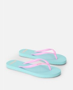 Japonki damskie Rip Curl Bondi Bloom. Niebieskie klapki Rip Curl, bez wzorów, z materiału, bez obcasa. Za 79,99 zł.