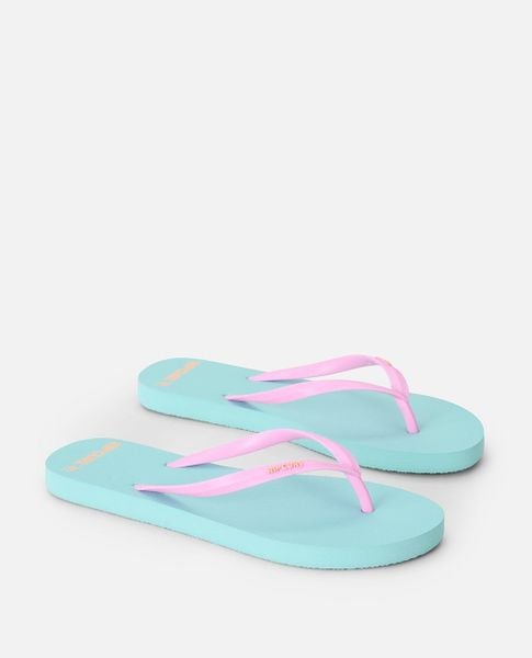 Japonki damskie Rip Curl Bondi Bloom. Niebieskie klapki Rip Curl, bez wzorów, z materiału, bez obcasa. Za 79,99 zł.