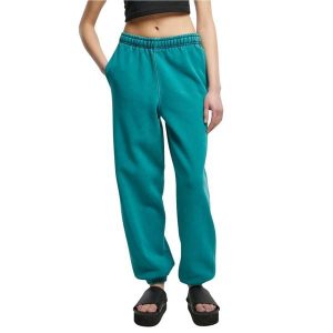 Damskie spodnie z wysoką talią Urban Classics Stone Washed. Zielone spodnie dresowe Urban Classics, bez wzorów. Za 212,35 zł.