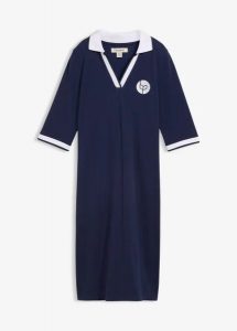 Sukienka polo z czystej bawełny. Niebieskie sukienki bonprix, bez wzorów, z bawełny, bez kołnierzyka, bez ramiączek. Za 54,99 zł.