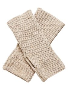 MOSS COPENHAGEN Ocieplacze "Galine Rachelle" w kolorze beżowym rozmiar: onesize. Brązowe rękawiczki Moss Copenhagen, bez wzorów, prążkowane. Za 74,28 zł.