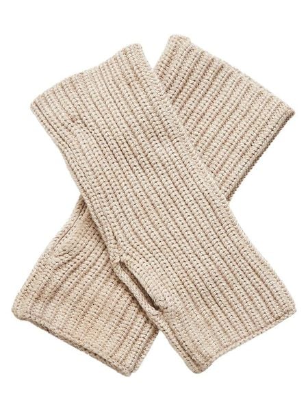 MOSS COPENHAGEN Ocieplacze "Galine Rachelle" w kolorze beżowym rozmiar: onesize. Brązowe rękawiczki Moss Copenhagen, bez wzorów, prążkowane. Za 76,47 zł.