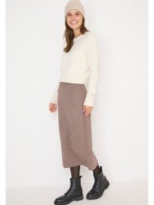 Cecil Spódnica dzianinowa w kolorze beżowym rozmiar: L. Brązowe spódnice Cecil, na co dzień, l, bez wzorów, z dzianiny, maxi. Za 140,20 zł.