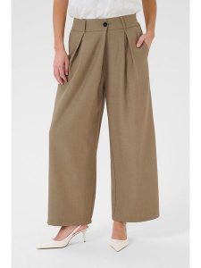 CULTURE Spodnie w kolorze szarobrązowym rozmiar: 42. Brązowe spodnie z wysokim stanem Culture, bez wzorów, z materiału, z podwyższonym stanem. Za 150,45 zł.