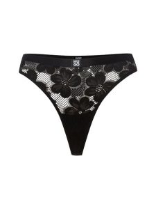 HUGO Stringi - Bloom Lace Thong Kobiety Sztuczne włókno czarny, XS. Czarne stringi Hugo, bez wzorów, z koronki. Za 89,95 zł.