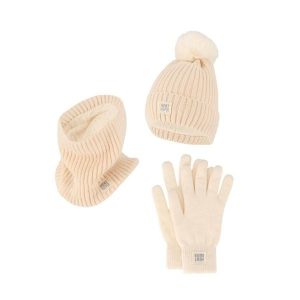 Damski Zimowy Zestaw Termiczny - Czapka + Rękawiczki + Komin - Złamana Biel. Białe szaliki HEAT KEEPER, na zimę, bez wzorów, z poliesteru. W wyprzedaży za 177,72 zł.