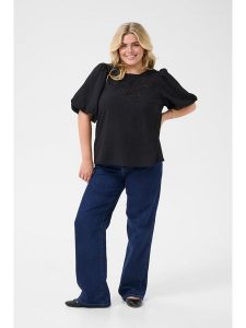 KAFFE curve Bluzka w kolorze czarnym rozmiar: 46. Czarne bluzki KAFFE curve, bez wzorów, bez kołnierzyka, bez ramiączek. Za 126,99 zł.