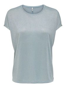 ONLY Koszulka w kolorze błękitnym rozmiar: L. Niebieskie bluzki ONLY, l, bez wzorów, z wiskozy, klasyczne, bez kołnierzyka, bez ramiączek. Za 83,42 zł.