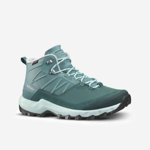 Buty turystyczne damskie Quechua MH500 Mid wodoodporne. Zielone buty trekkingowe QUECHUA, z kauczuku, bez zapięcia. Za 329,99 zł.