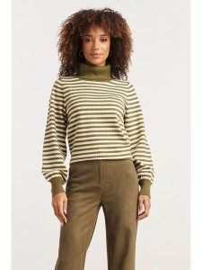 Smashed Lemon Sweter w kolorze oliwkowo-kremowym rozmiar: XL. Brązowe golfy Smashed Lemon, bez wzorów. Za 126,99 zł.