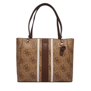 Torebka Guess. Brązowe shopper bag Guess, z aplikacjami, bez dodatków. Za 679,99 zł.