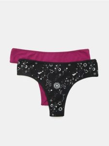 Bawełniane majtki stringi 2 pack - wielobarwny. Stringi Sinsay, bez wzorów, z bawełny. Za 9,99 zł.