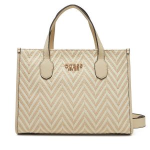 Torebka Guess. Brązowe shopper bag Guess, z aplikacjami, bez dodatków. Za 329,99 zł.