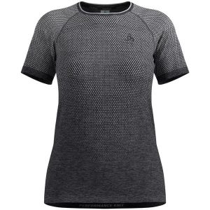 Koszulka tech. damska Odlo T-shirt crew neck s/s ESSENTIAL SEAMLESS. Szare bluzki ODLO, l, bez wzorów, bez kołnierzyka, bez ramiączek. W wyprzedaży za 131,99 zł.