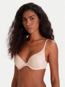 Triumph Biustonosz push-up Body Make-Up Soft Touch 10205991 Beżowy. Brązowe biustonosze Triumph, bez wzorów, z syntetyku. Za 119,99 zł.