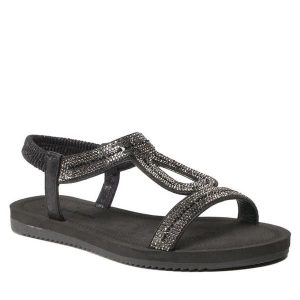 Sandały Clara Barson. Czarne sandały Clara Barson, bez wzorów, bez obcasa, na płaskiej podeszwie, bez zapięcia. Za 99,99 zł.