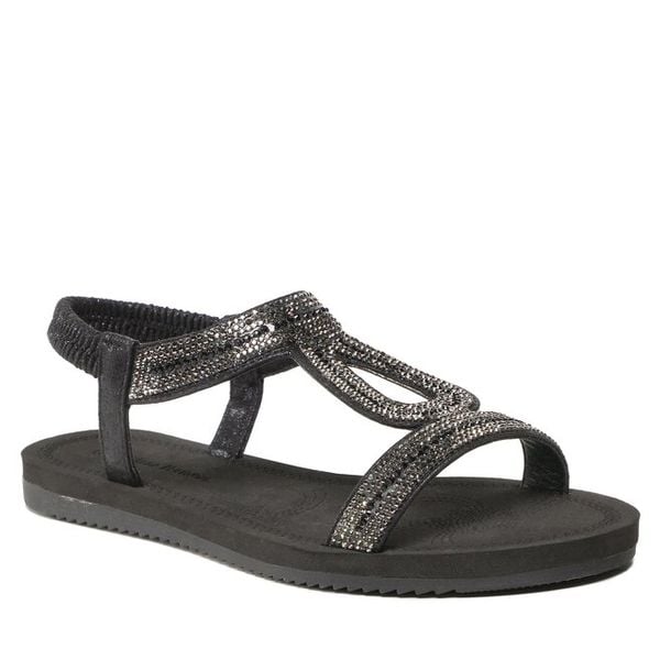 Sandały Clara Barson. Czarne sandały Clara Barson, bez wzorów, bez obcasa, na płaskiej podeszwie, bez zapięcia. Za 99,99 zł.