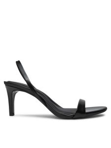 Calvin Klein Sandały Heel D'Orsay Sandal 70 - Brush L HW0HW02265 Czarny. Czarne sandały Calvin Klein, bez wzorów, ze skóry, bez obcasa, na szpilce, bez zapięcia. Za 409,99 zł.