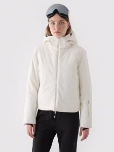 4F Kurtka narciarska w kolorze kremowym rozmiar: L. Brązowe kurtki sportowe 4f, l, bez wzorów, bez kaptura, narciarskie, primaloft. Za 501,57 zł.