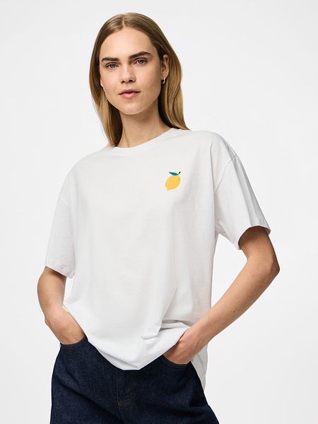 Pieces Koszulka "Alifi" w kolorze białym rozmiar: M. Białe bluzki Pieces, m, bez wzorów, z bawełny, bez kołnierzyka, bez ramiączek. Za 82,83 zł.