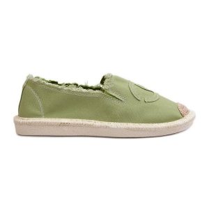 Klasyczne Damskie Espadryle Zielone Flaure. Zielone espadryle bez wzorów, bez obcasa. Za 117,63 zł.